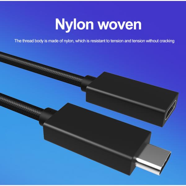 Picture of pd 100w 5A fast charge extension cable usb 3.1 gen2 type c male to type c female extension cable